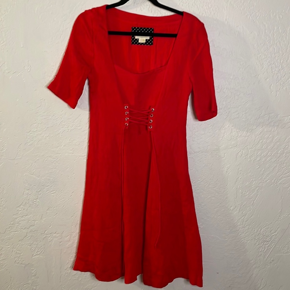Maeve Red Front Tie Dress